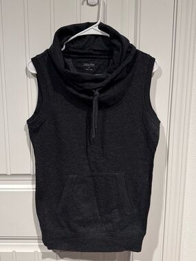 Calvin Klein Black Sleeveless Turtleneck Drawstring Sweater